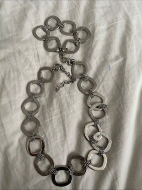Stainless steel Linked Circle Statement Necklace and bracelet - Women's Jewelry